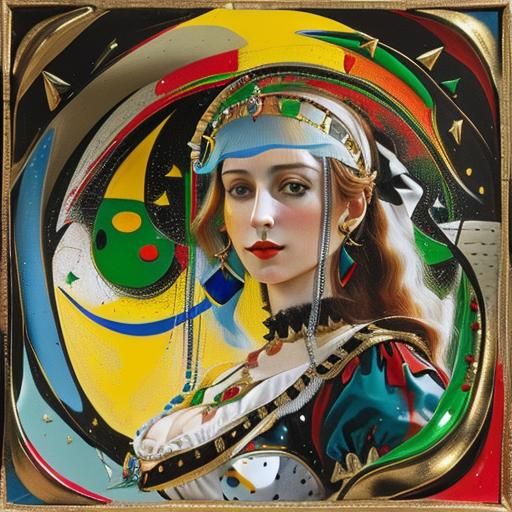 Lucrezia Borgia Portrait in Joan Miró Style