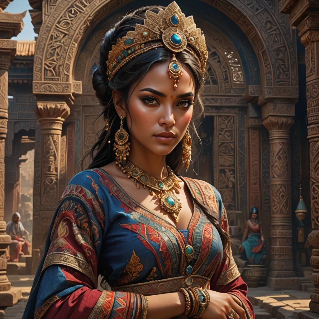 Exotic Woman in Ethnic Dress Fantasy Art