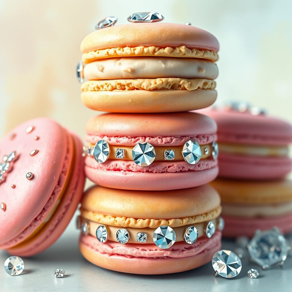 Diamond Macarons in Comic Book Watercolor Style