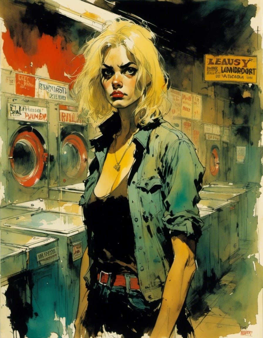 Sassy Redneck Girl in Laundromat Portrait