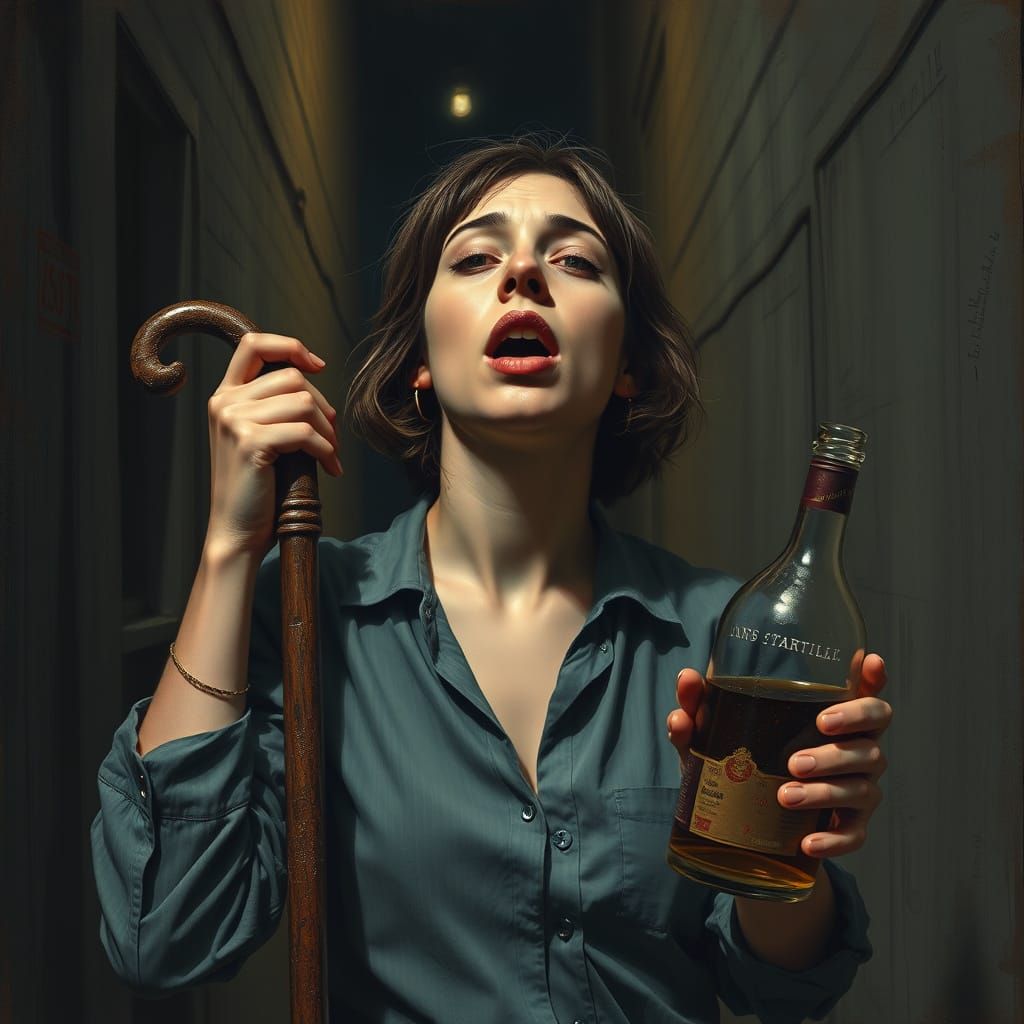 Gritty Drunken Portrayal in Muted Colors