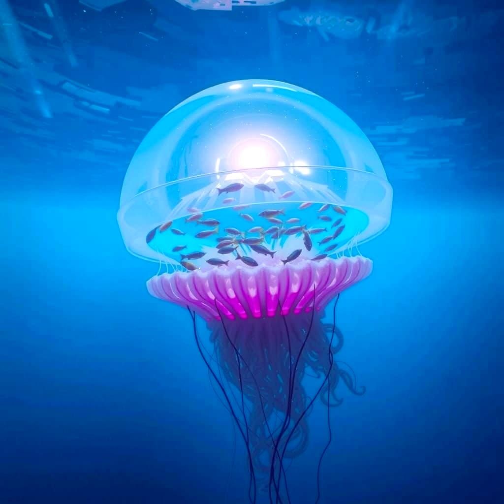 Glowing Jellyfish Aquarium in a Surreal Marine Dream