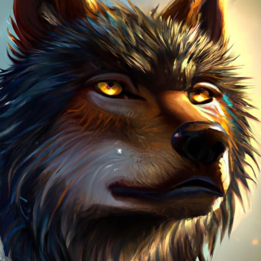 Detailed Wolf Portrait in Splash Art Style