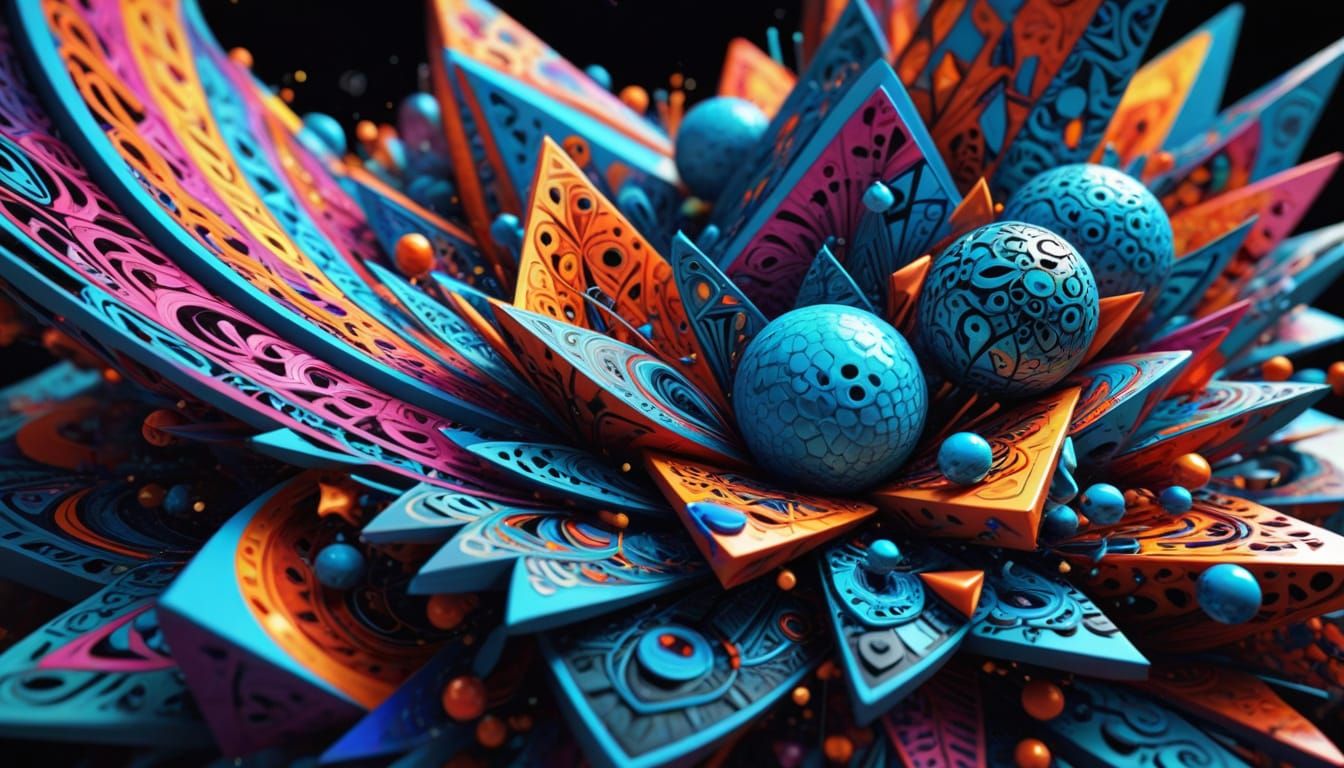 Abstract 4D Sculpture in Cubist Digital Art Style