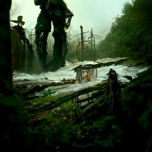 Sinister Appalachia Landscape as Oil Painting