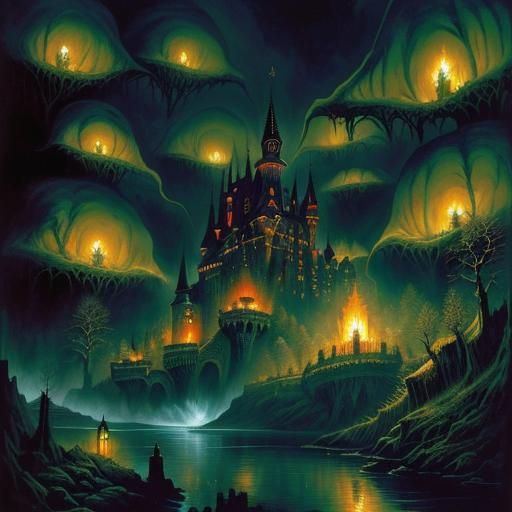 Gothic Horror: Dracula's Castle Illustration
