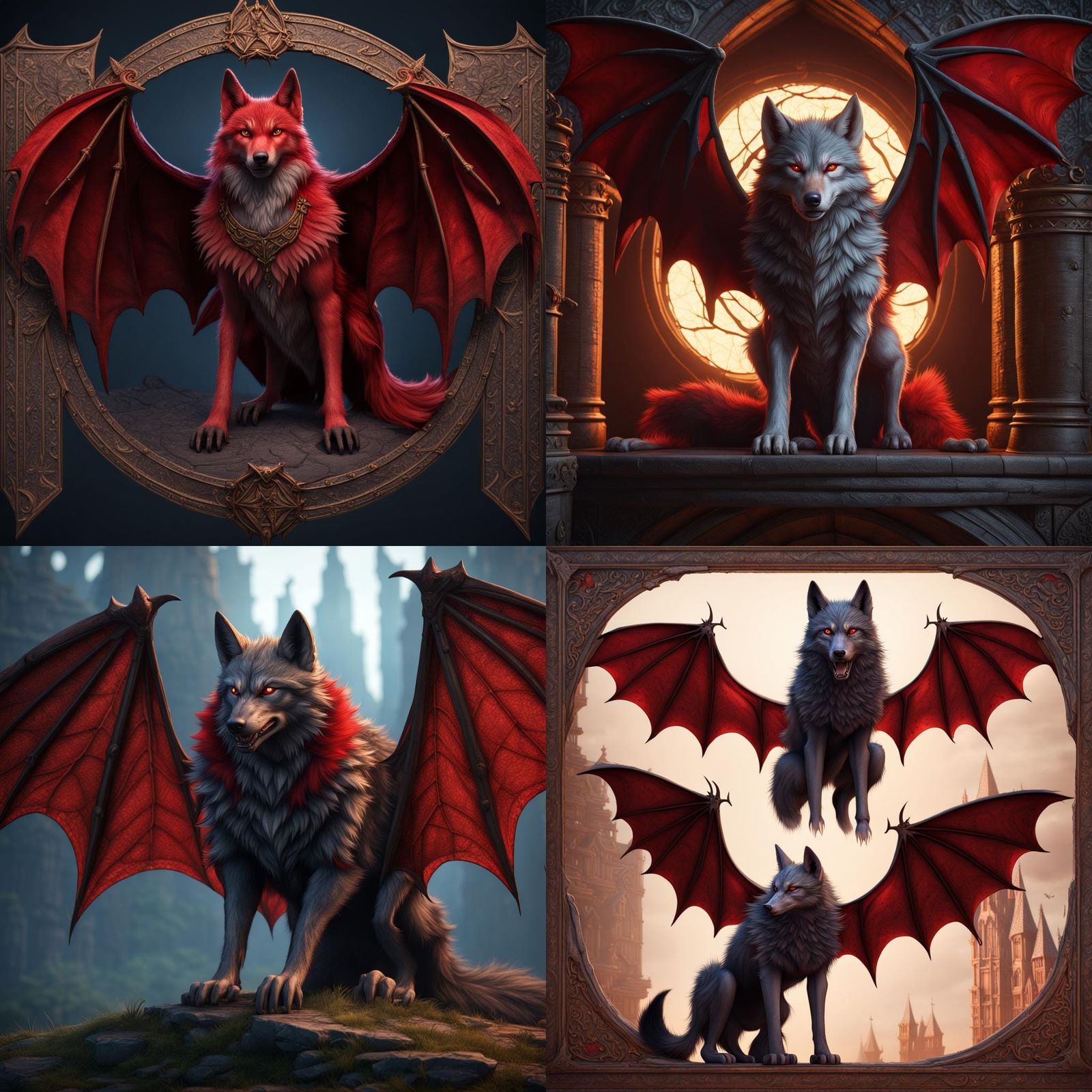 Red Wolf with Bat Wings in Medieval Illumination