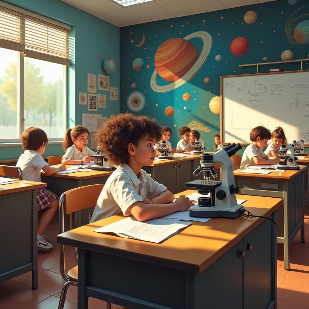 Science Classroom Scene as Matte Painting