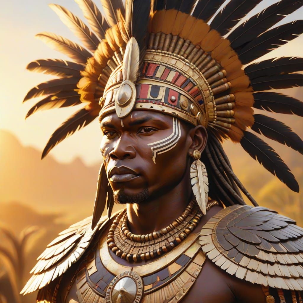 Proud Zulu Warrior in Golden Light