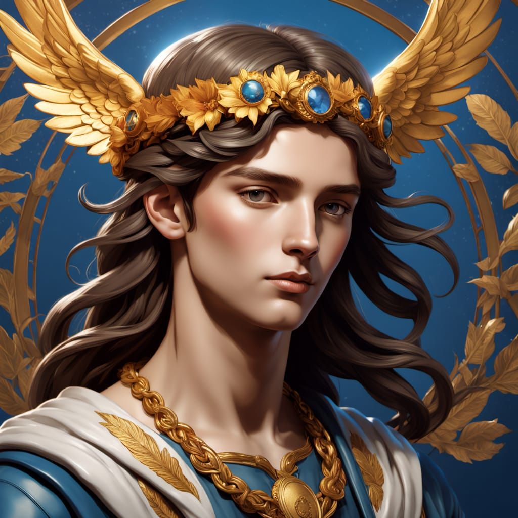 Young Hermes, Greek Messenger God in Ethereal Glory