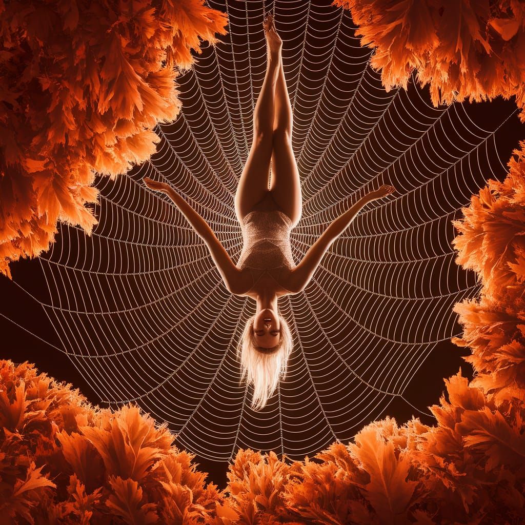 Hanging in a spider web