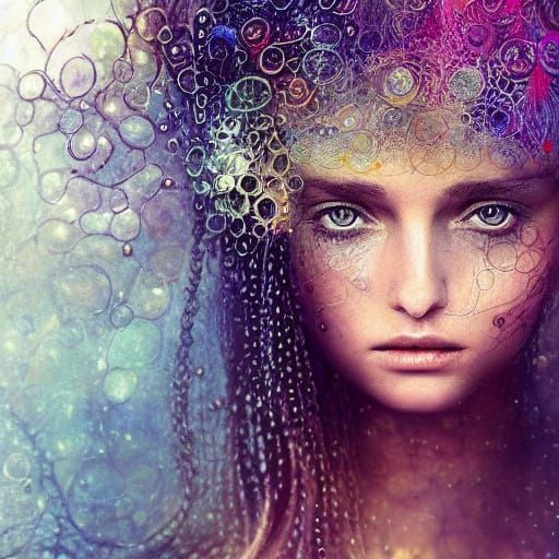 Ethereal Vogue Goddess in Futuristic Dreamscape