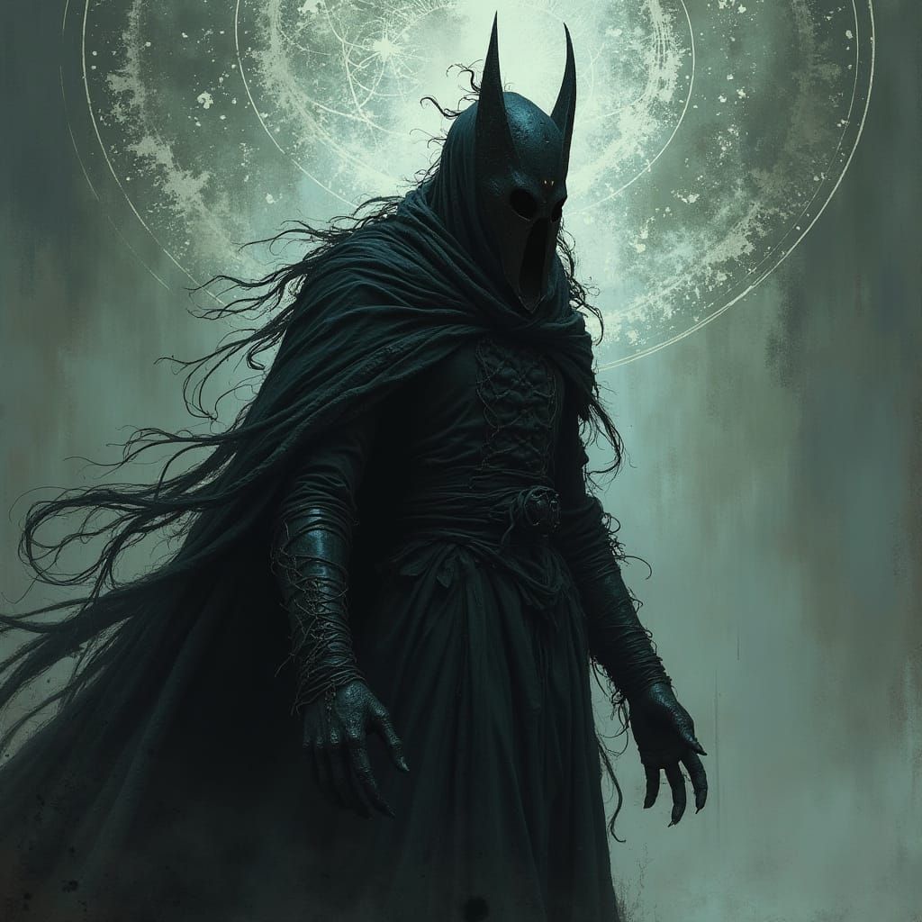 Mysterious Aasimar Vampire Blood Mage in Gothic Style