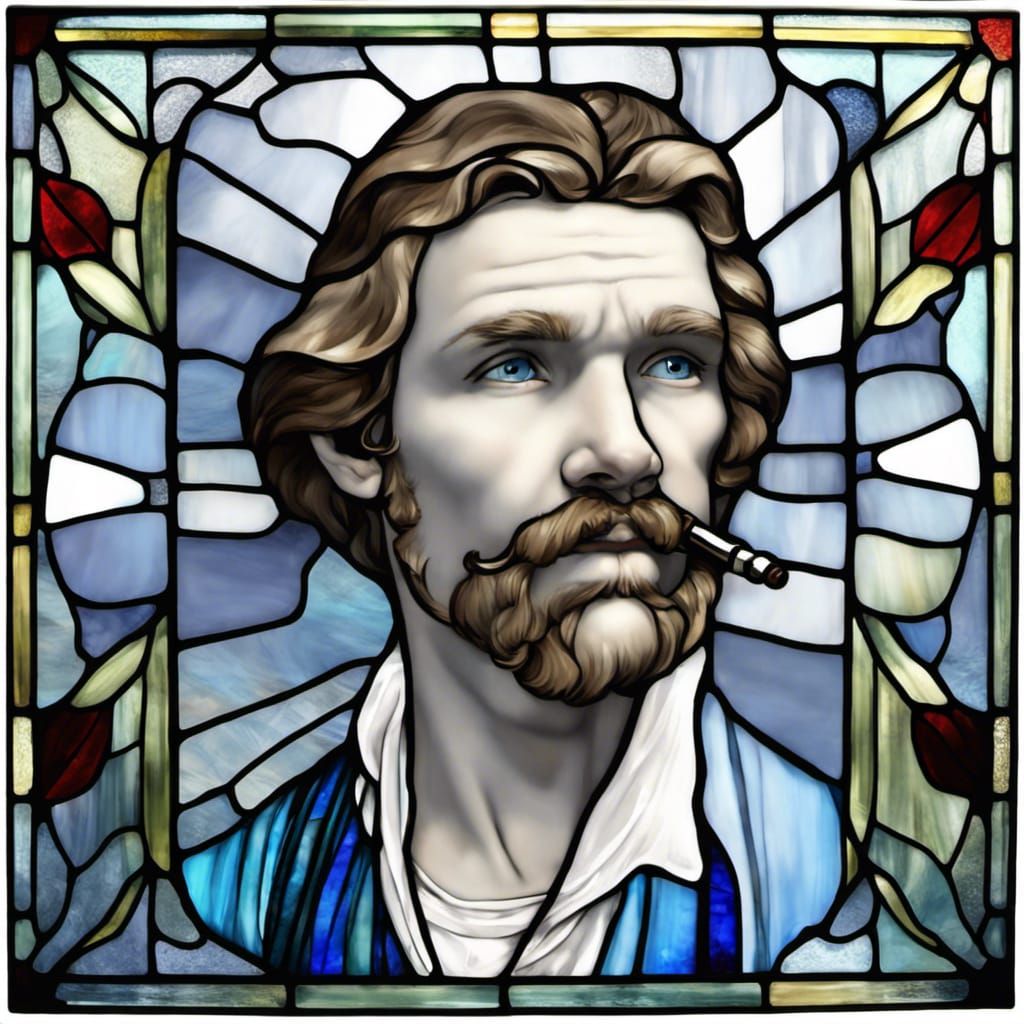 Detailed Blue Stained Glass Art