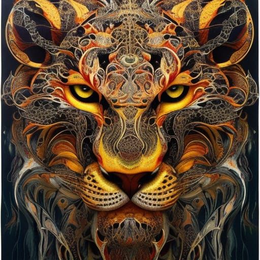 Ghost Tiger Liquid Ink Splatter Art