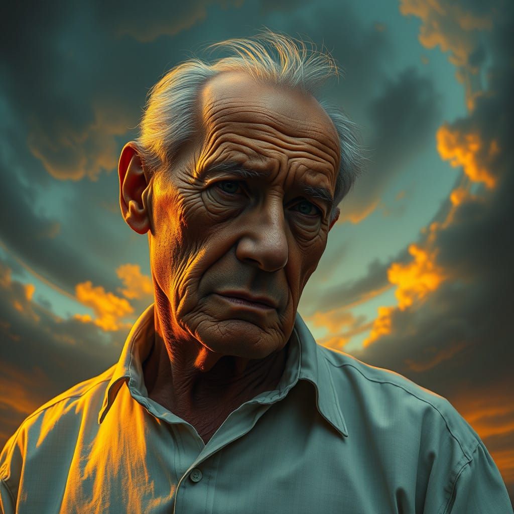 A Sorrowful Elderly Man in Contemplation