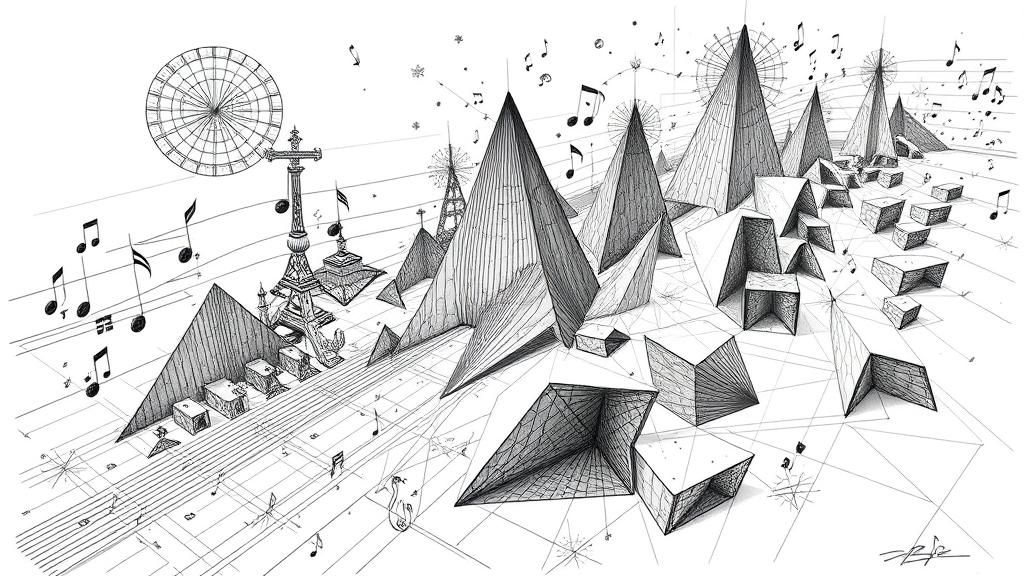 Intricate 3D Graphic Score in Avant-Garde Style