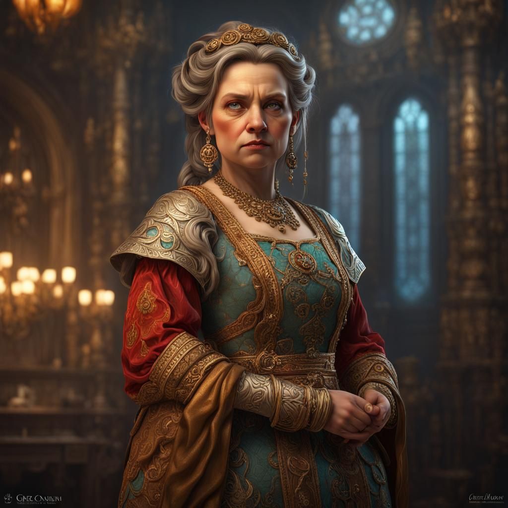 Detailed Portrait of Dwarf Woman in Dress