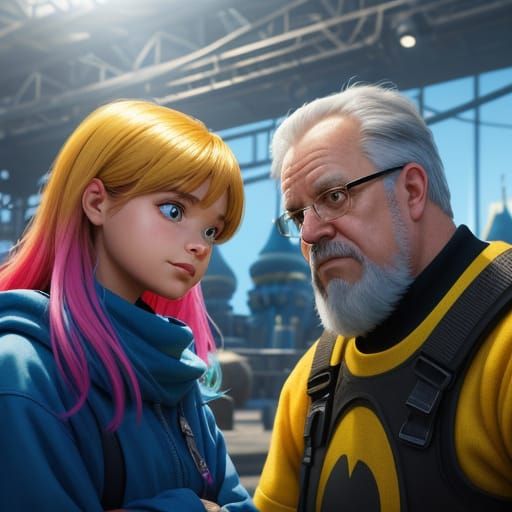 Girl and Man: Vibrant Digital Concept Art