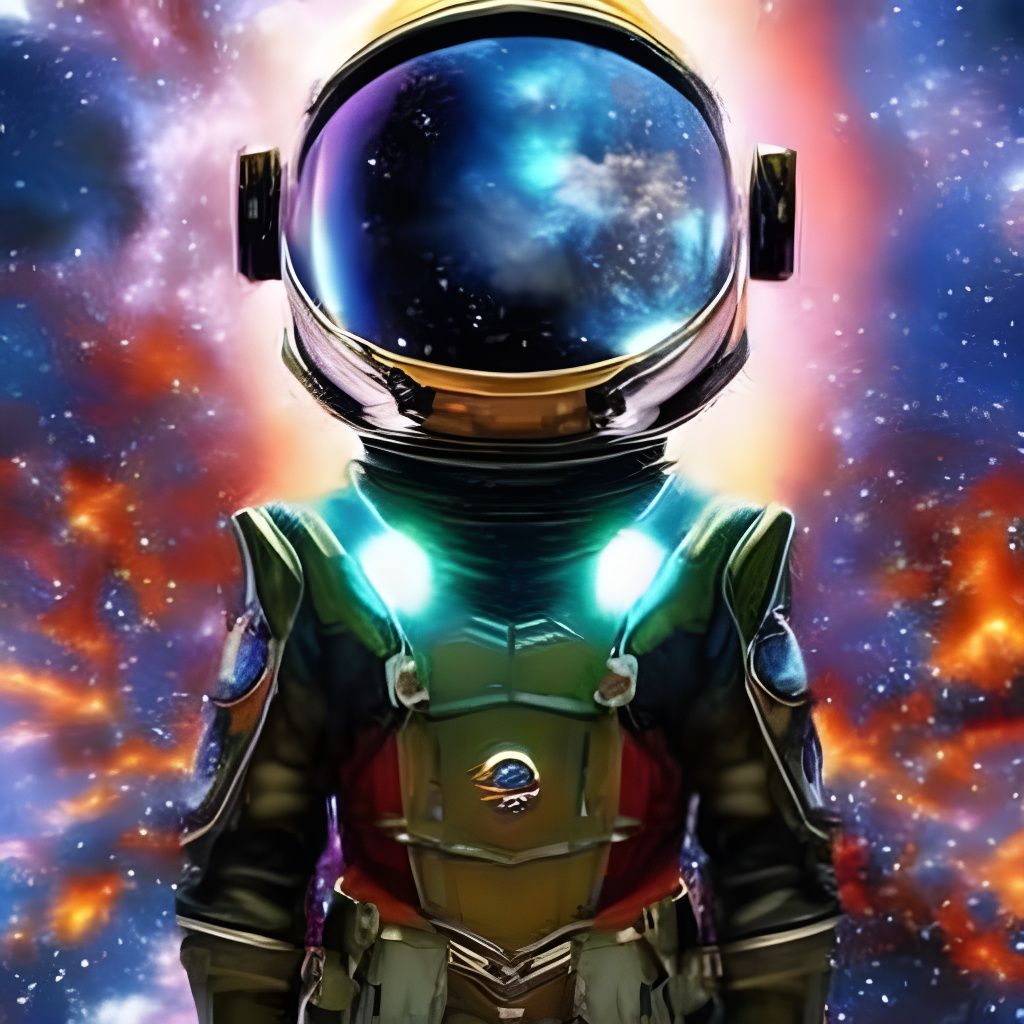 Astronaut in Space with Cosmic Reflection, Digital Art