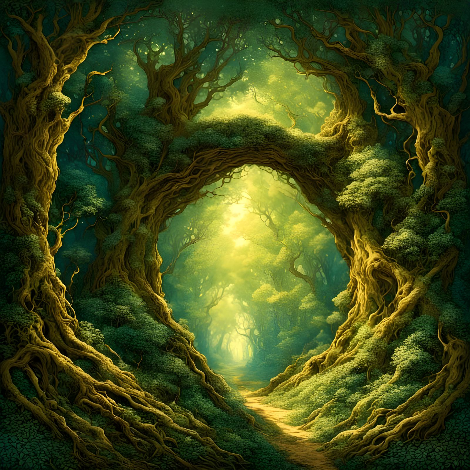 Magical Druidic Archway in Springtime, Pyrography Art