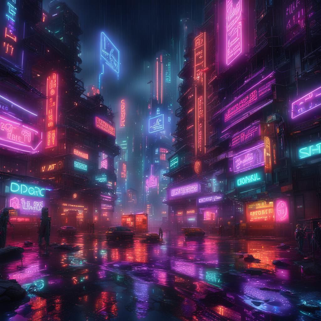 Neon Cyberpunk Cityscape at Night