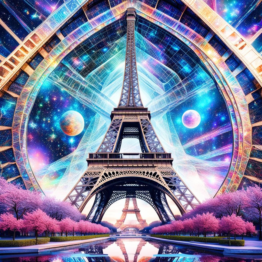 Eiffel Tower in Holographic Astral Cosmic Style