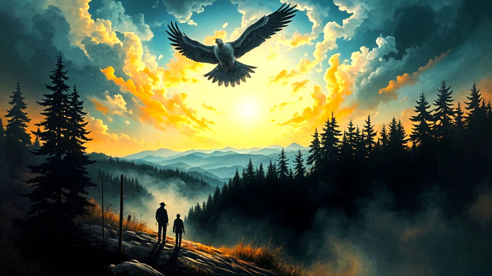 Surreal Encounter in the Forest's Edge