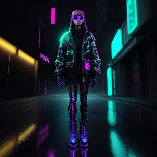 Cyberpunk Woman in Neon City
