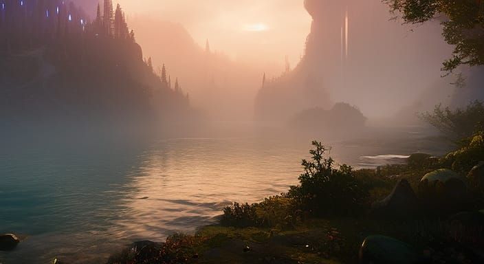 Ethereal Figure Fading in Underwater Ukiyo-e Art