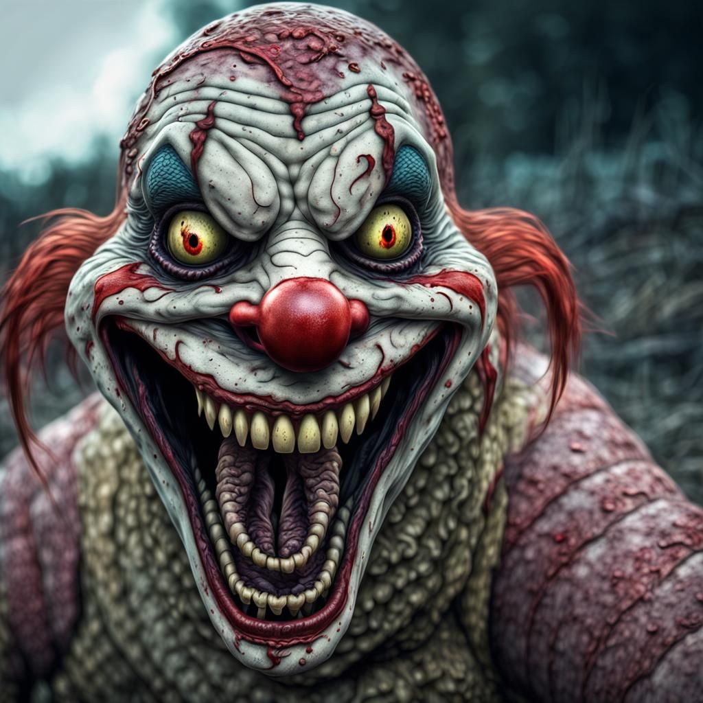 Zombie Clown Snake Hybrid Creature Grinning Maniacally