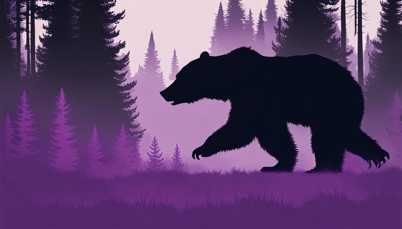 Sinister Bear Silhouette in Purple Forest