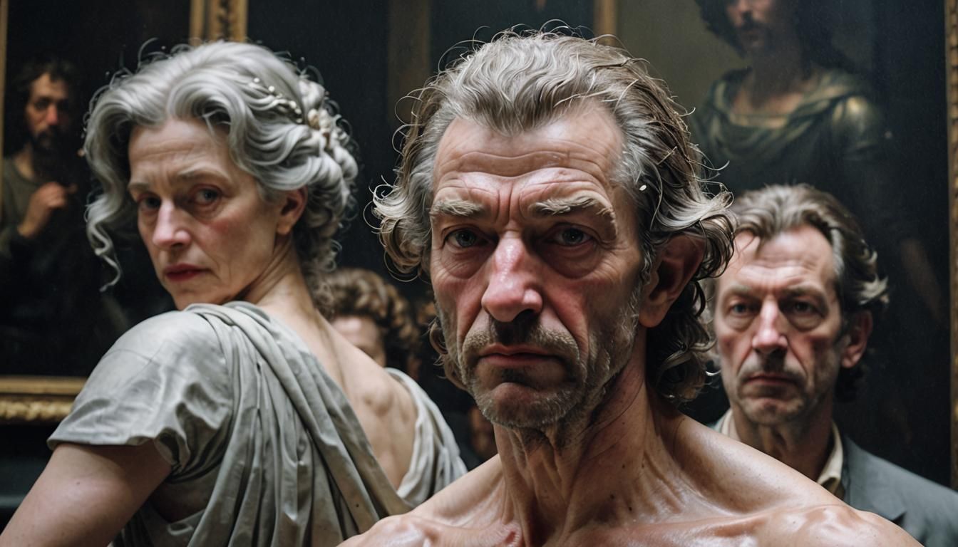 Old Master Painting Party with Aliens, Hyperrealism