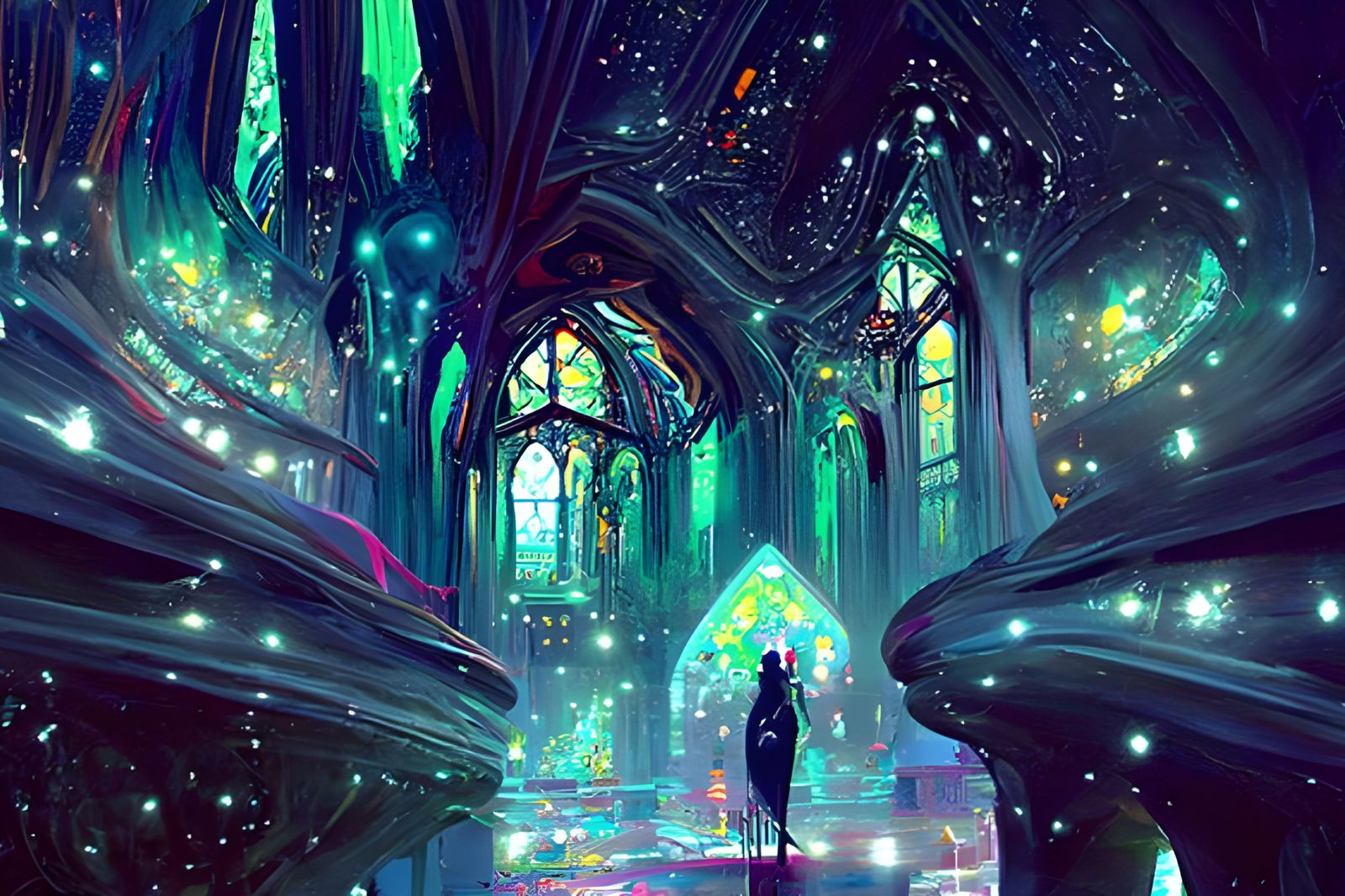 Floating Gothic Castle in Surreal Dark Fantasy Style