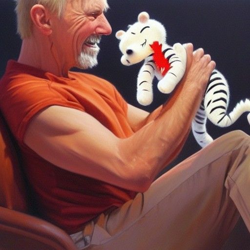 Calvin and Hobbes Grown Up as Oil Painting