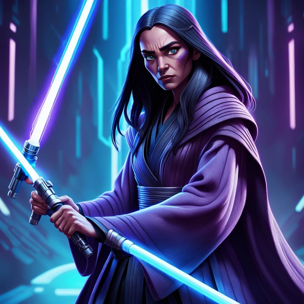 Wise Female Jedi Knight in Pixar-Inspired 3D Art