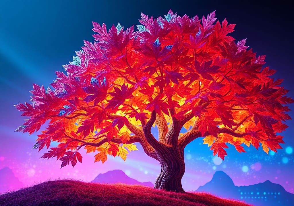 colorful collage of layered paper leaves