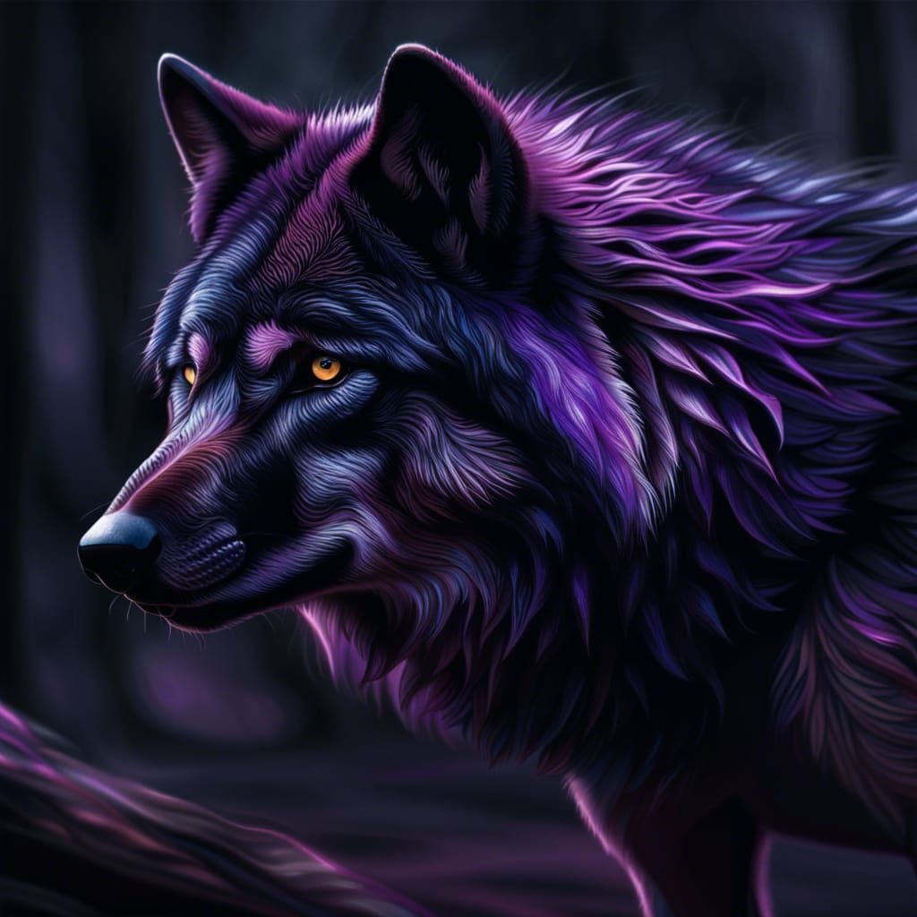 purple and black wolf