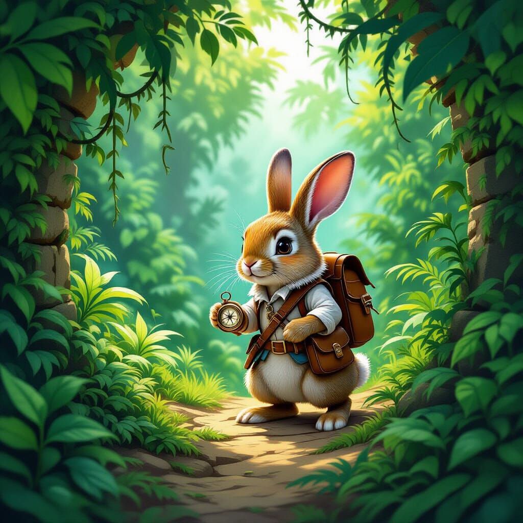 Rabbit Adventurer Explores Ancient Jungle Ruins