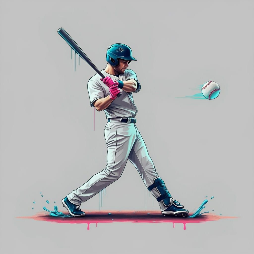 Dynamic Baseball Player in Neon Colors