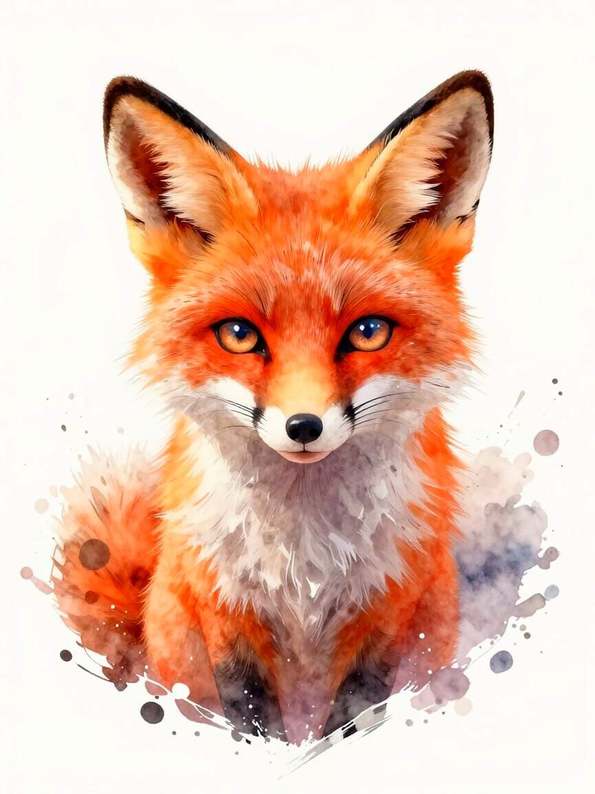 Fox Spirit Human Form Watercolour Art