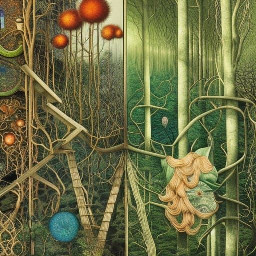 Intricate Trees Convey Loneliness in Rich Colors