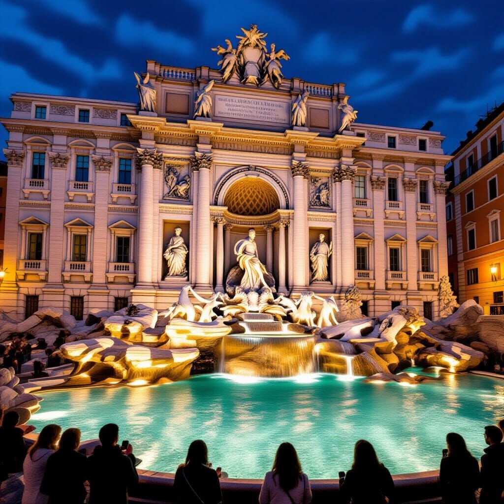Trevi Fountain: Photorealistic Italian Landmark Scene