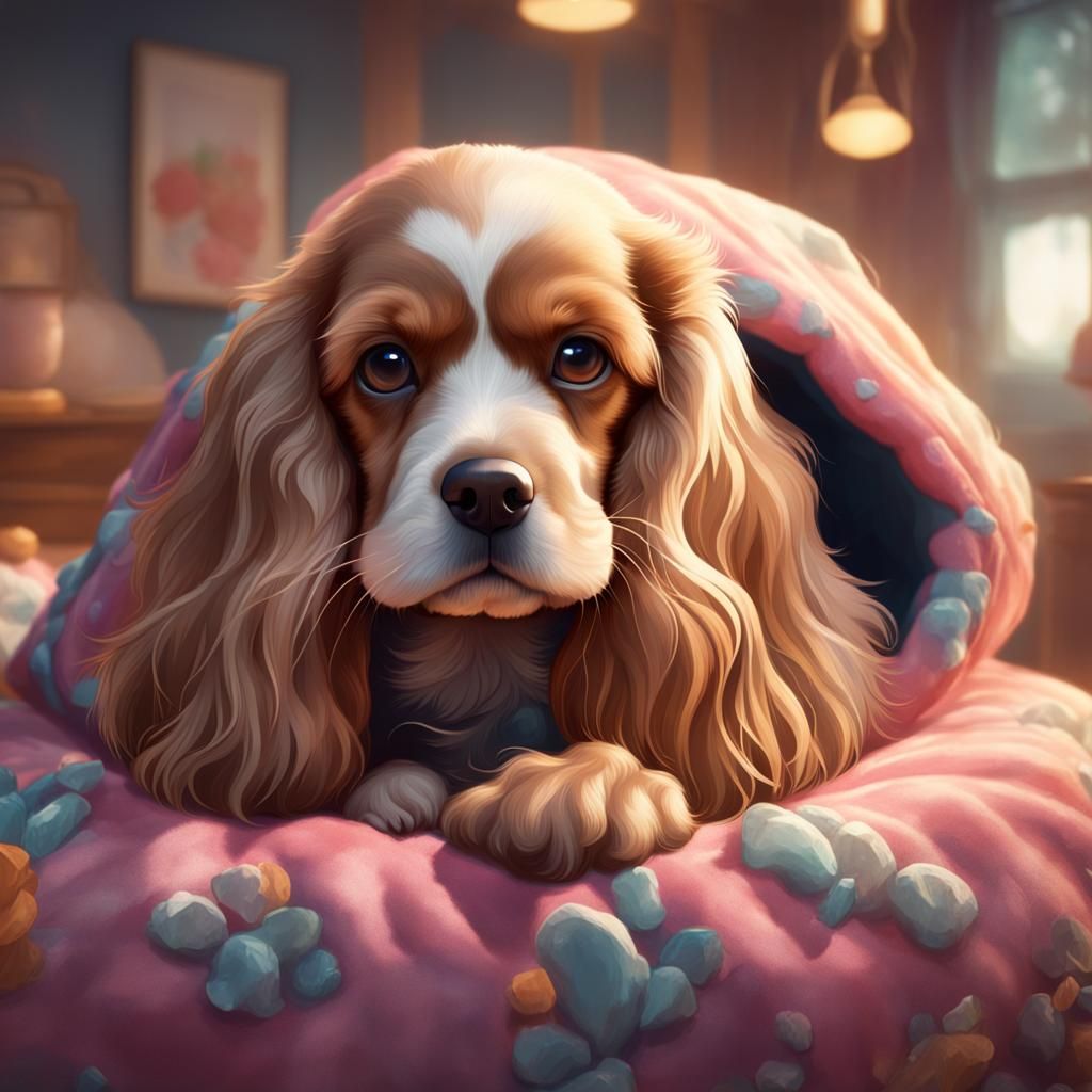 Realistic Cocker Spaniel Portrait in Hyperdetailed Style