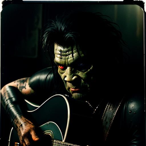 Orcs Playing Guitars in Ruined Cityscape