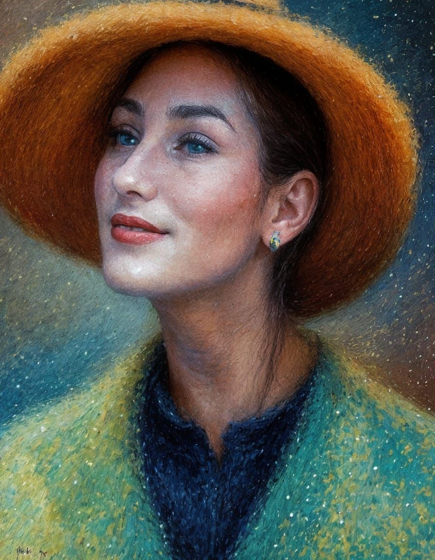 Impressionism pointillism portrait in SD1.5