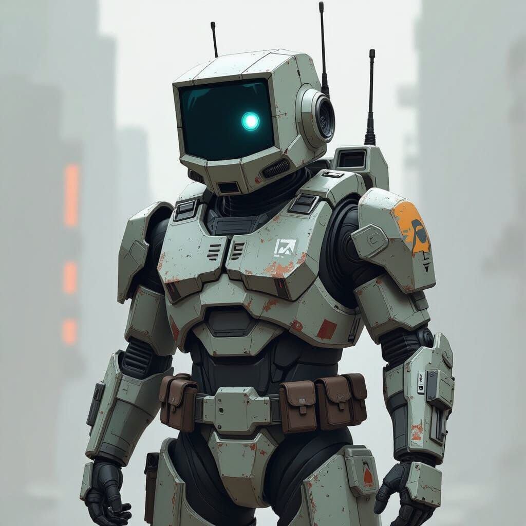 Gritty Concept Art of Detailed Robotic Armor