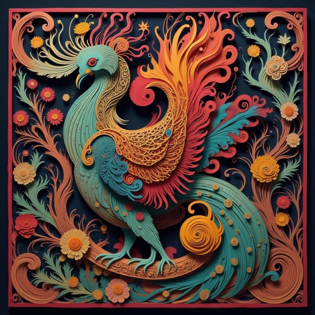 Abstract Kirigami Inspired Art with Cicada Motifs