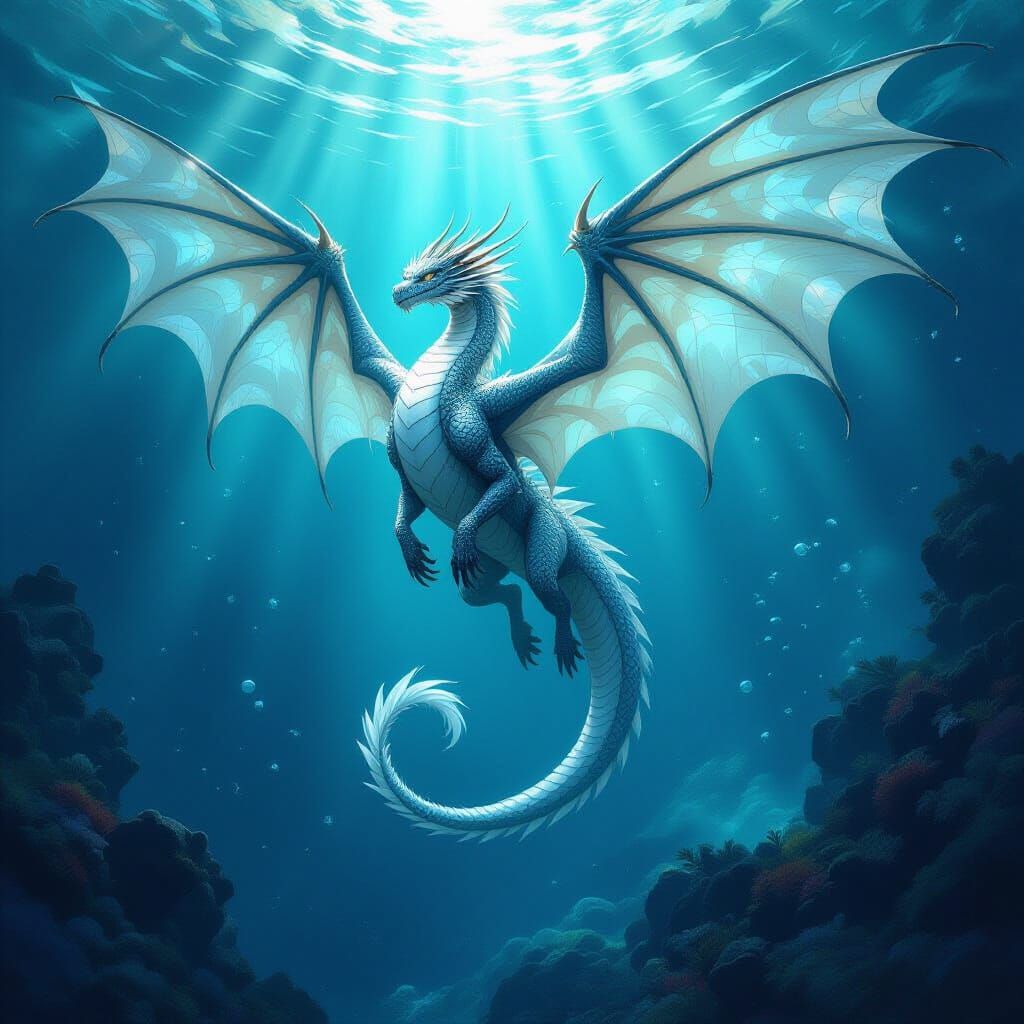 Majestic Dragon Ascends From Bioluminescent Ocean Vortex