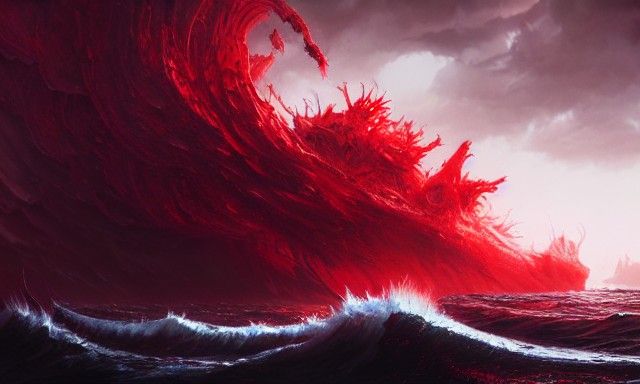 Sinister Blood Ocean in Hyperrealistic 3D